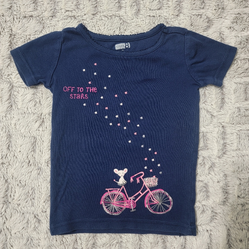 Crazy 8 Off to the Stars Adorable Bicycle Tee - Navy and Pink - Size 2T